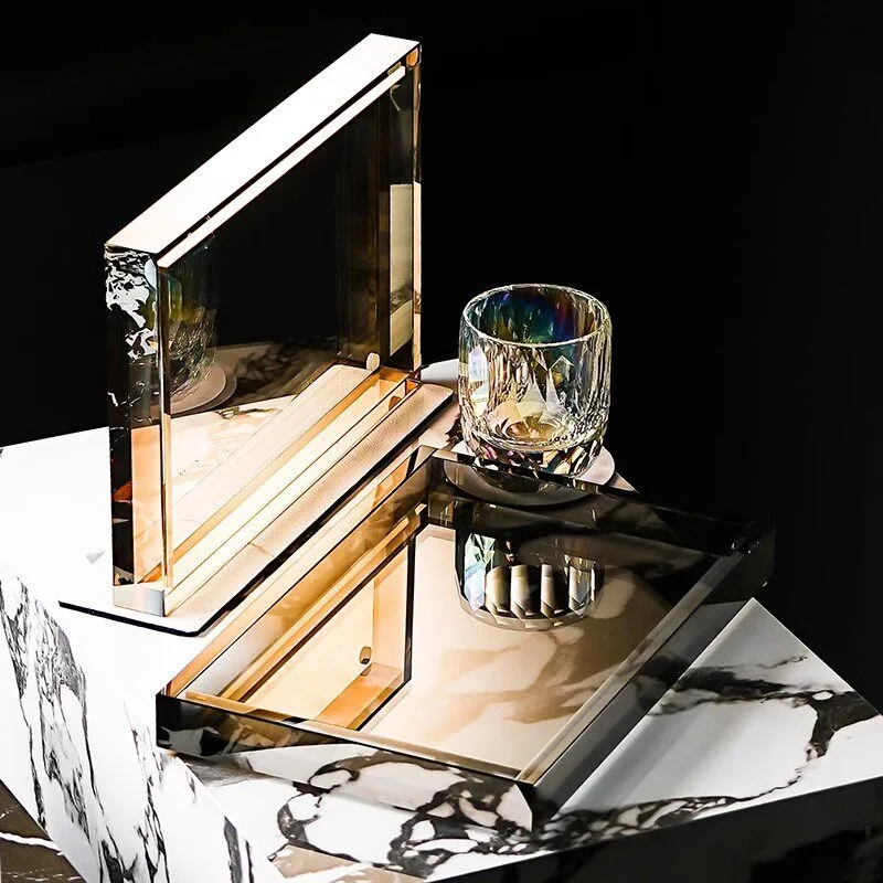 High-luxury crystal glass tray, high-end mouthwash cup holder, hotel washstand, toiletries, desktop storage base