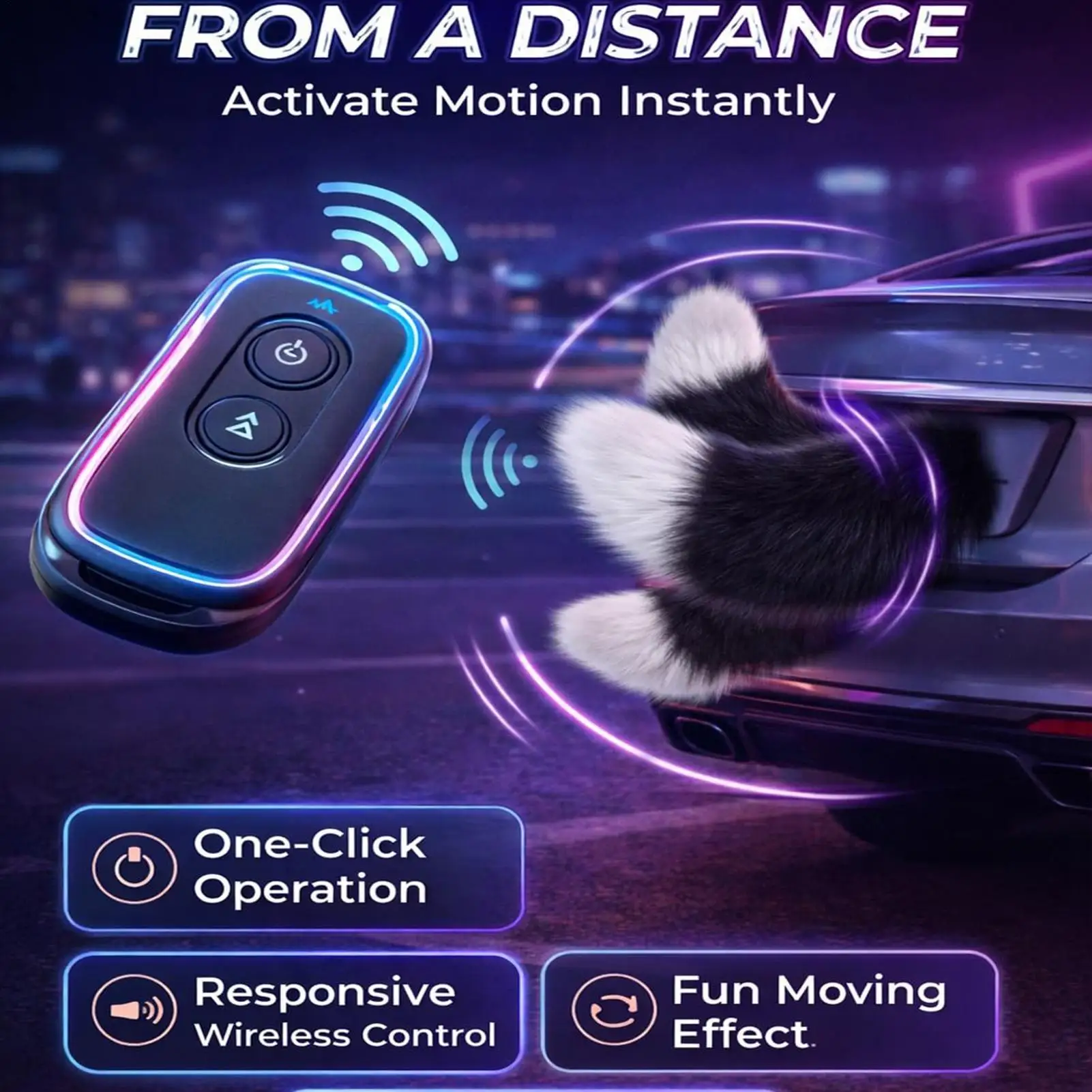 Remote Control Car Tail Moving Wiggling Plush cat Tail for Auto Vehicle Exterior Decoration Electric Accessories