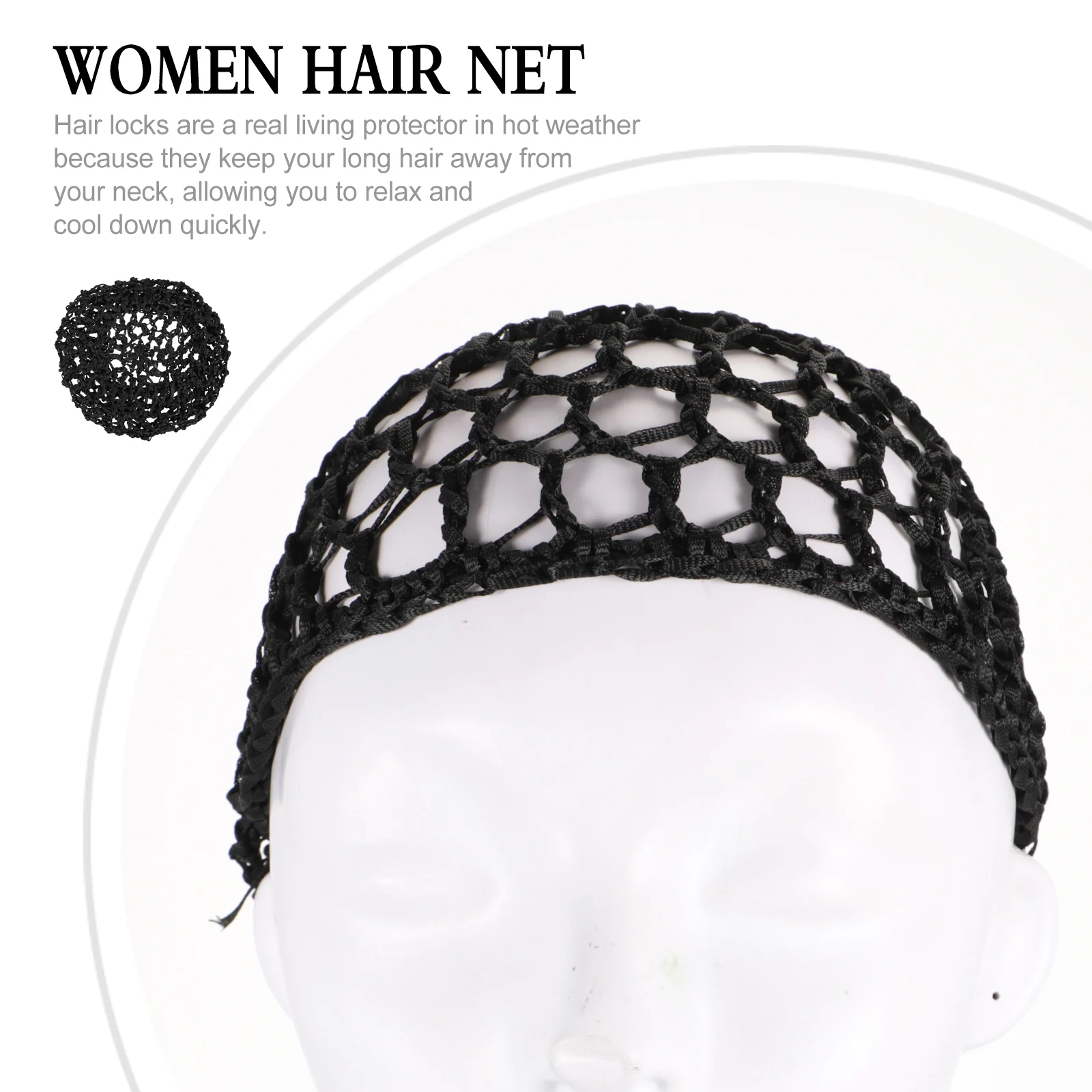 

4pcs Mesh Crochet Hair Net Women Sleep Hat Black Color Long Hair Breathable Comfortable Lightweight Travel Size