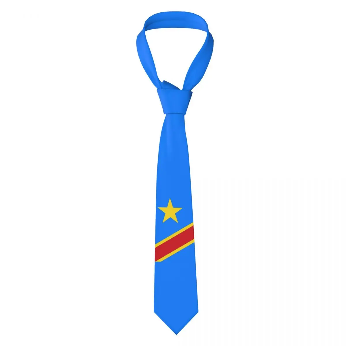 Democratic Republic Of The Congo Flag Necktie for Men Silk Polyester 8 cm Neck Ties Party Suits Tie Classic Gravatas