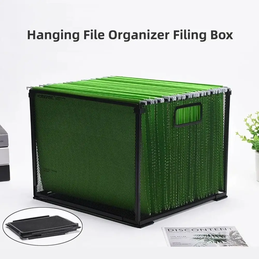 Mesh Metal Hanging File Folder Organizer Folders Not Included Detachable Office Filing Crate Foldable Steady Folder Storage Box