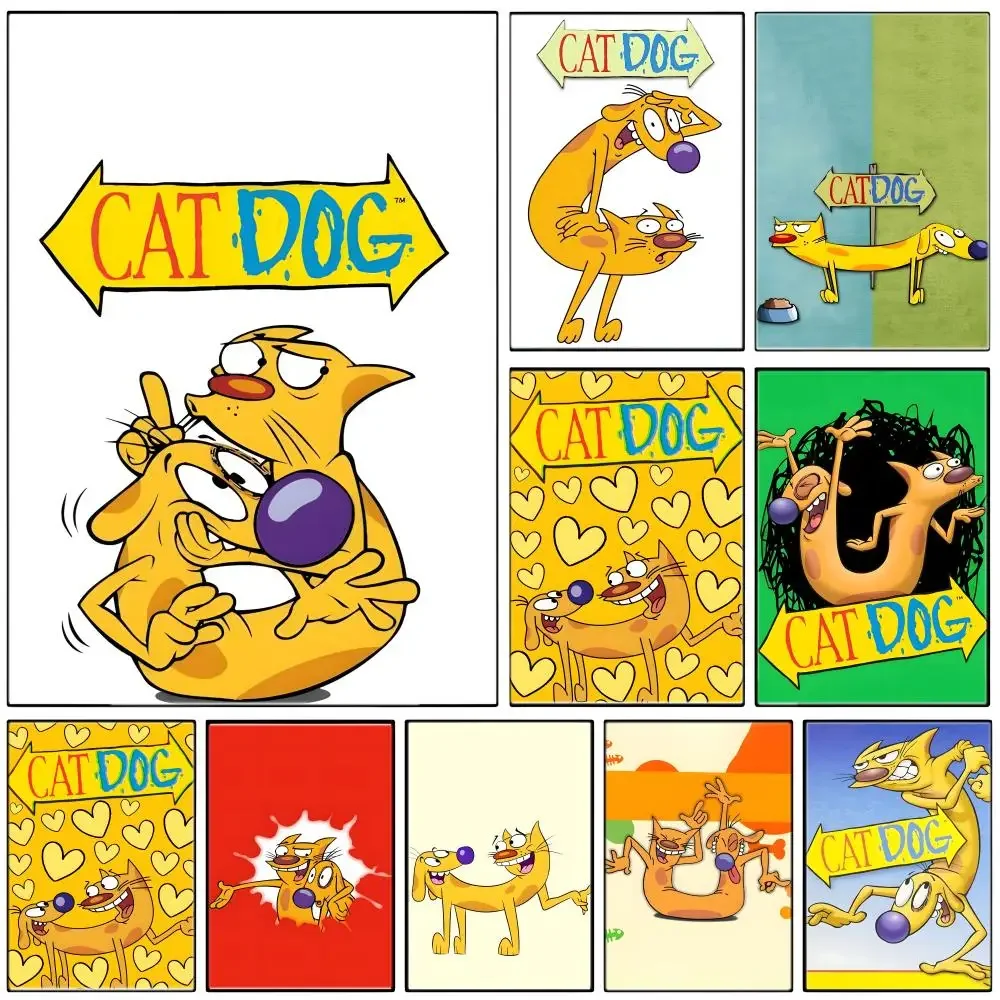 Anime Series C-CatSDogS Poster Self-adhesive Art Waterproof Paper Sticker Coffee House Bar Room Wall Decor