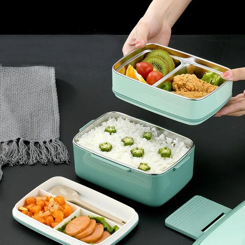 Boîte à nourriture avec 5 grilles, portable, étanche, isolation en acier inoxydable, récipient à déjeuner, pot de nourriture, tasse à soupe isolée pour bureau, voyage