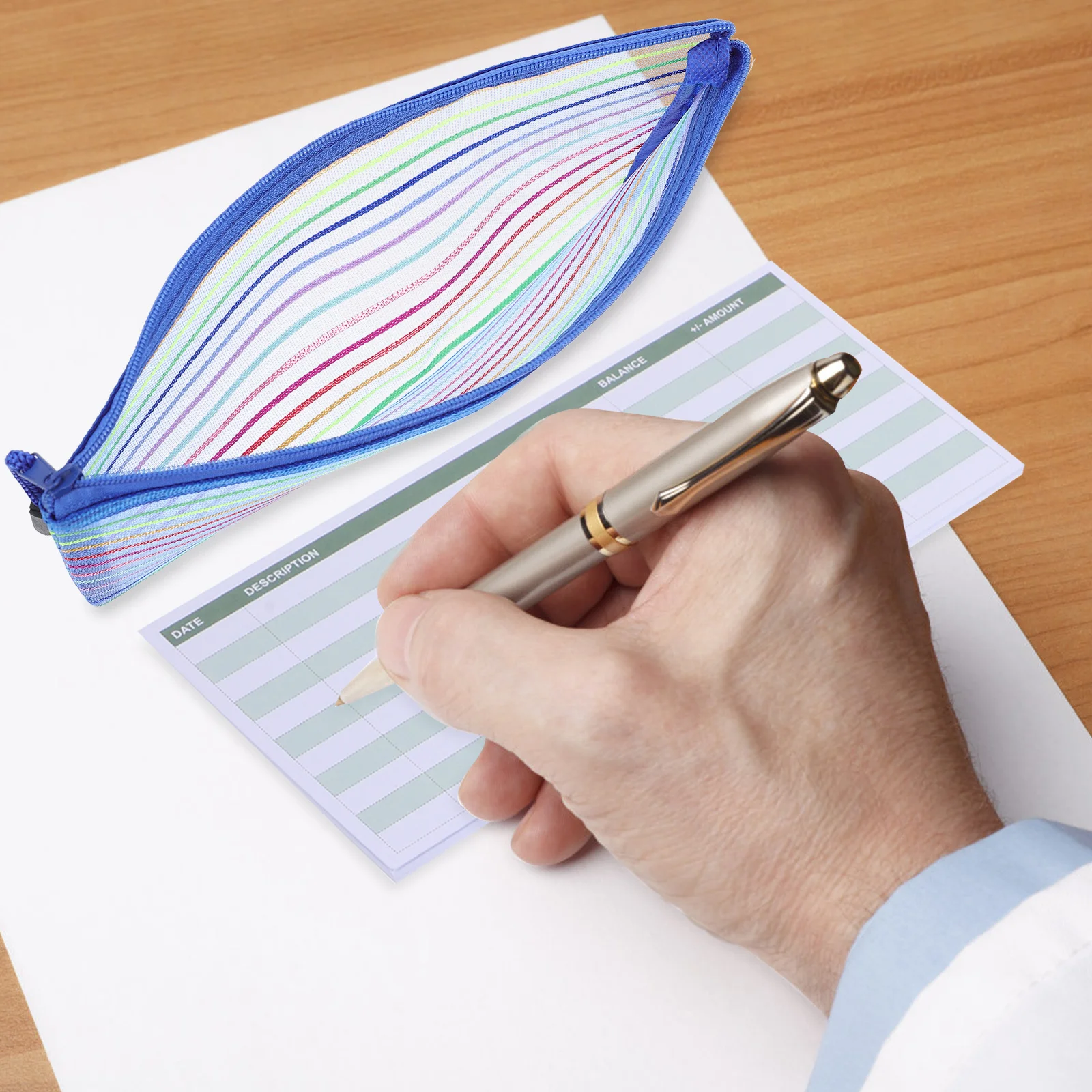 

6 шт. органайзер для квитанций, компактный легкий мешок для денег на молнии с несколькими карманами для наличных билетов, карт, ручек для путешествий