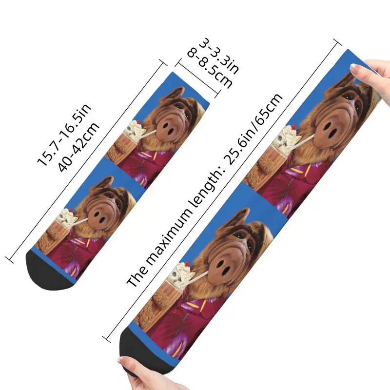 Funny Alf Meme Men Women Crew Socks Unisex Kawaii 3D Printed Alien Life Form Sci Fi Tv Show Dress Socks