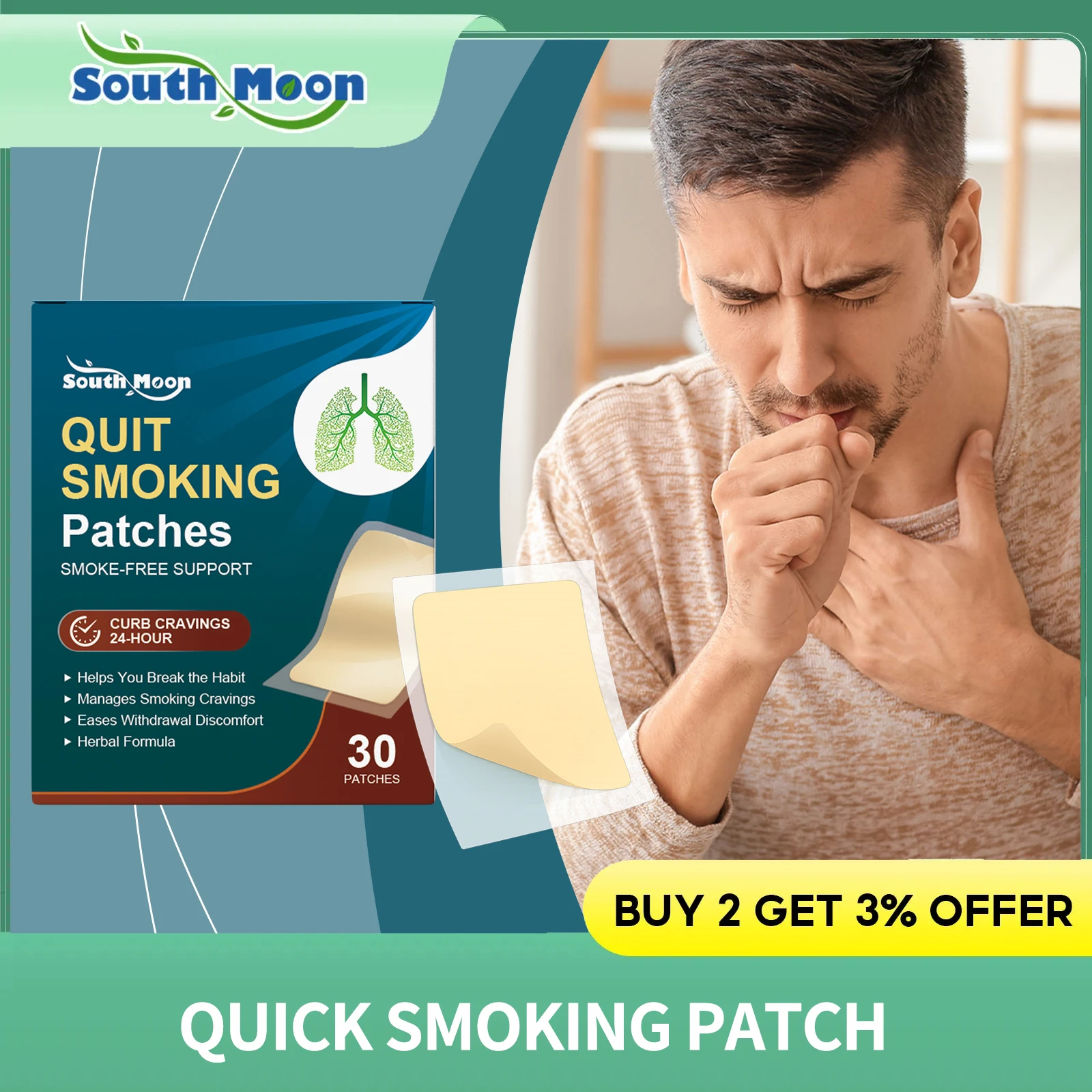 

Quit Smoking Patch Stop Smoking Aids Plaster Control Smoke Desire Smoking Cessation Herbal Extract Medical Anti-Smoking Sticker