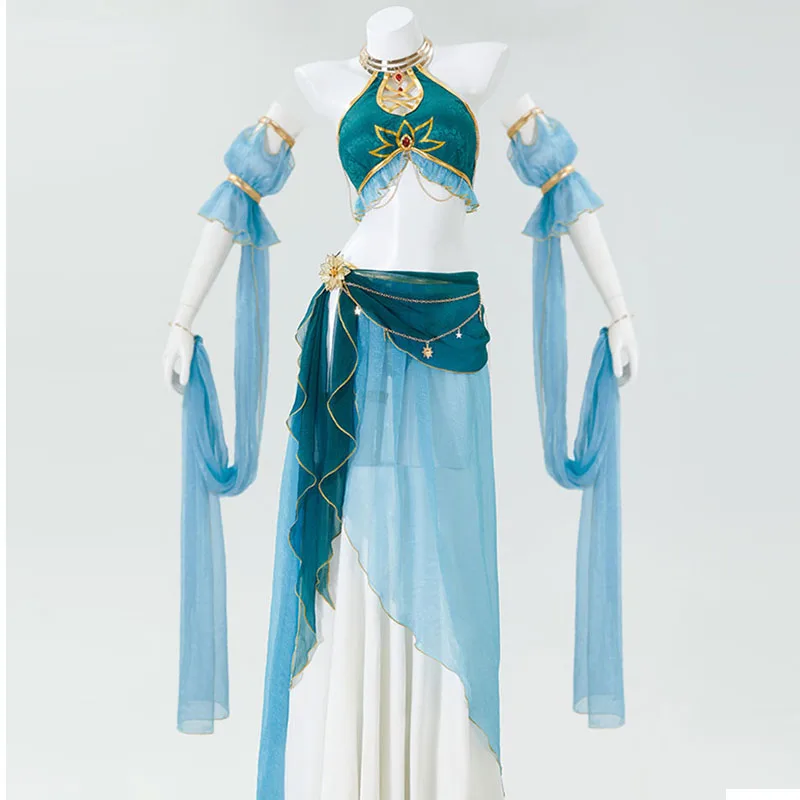

Princess Zelda Cosplay Costume Women Sexy Belly Dance Dress Anime Fantasy Party Goddess Uniform Halloween Carnival Perform Dress