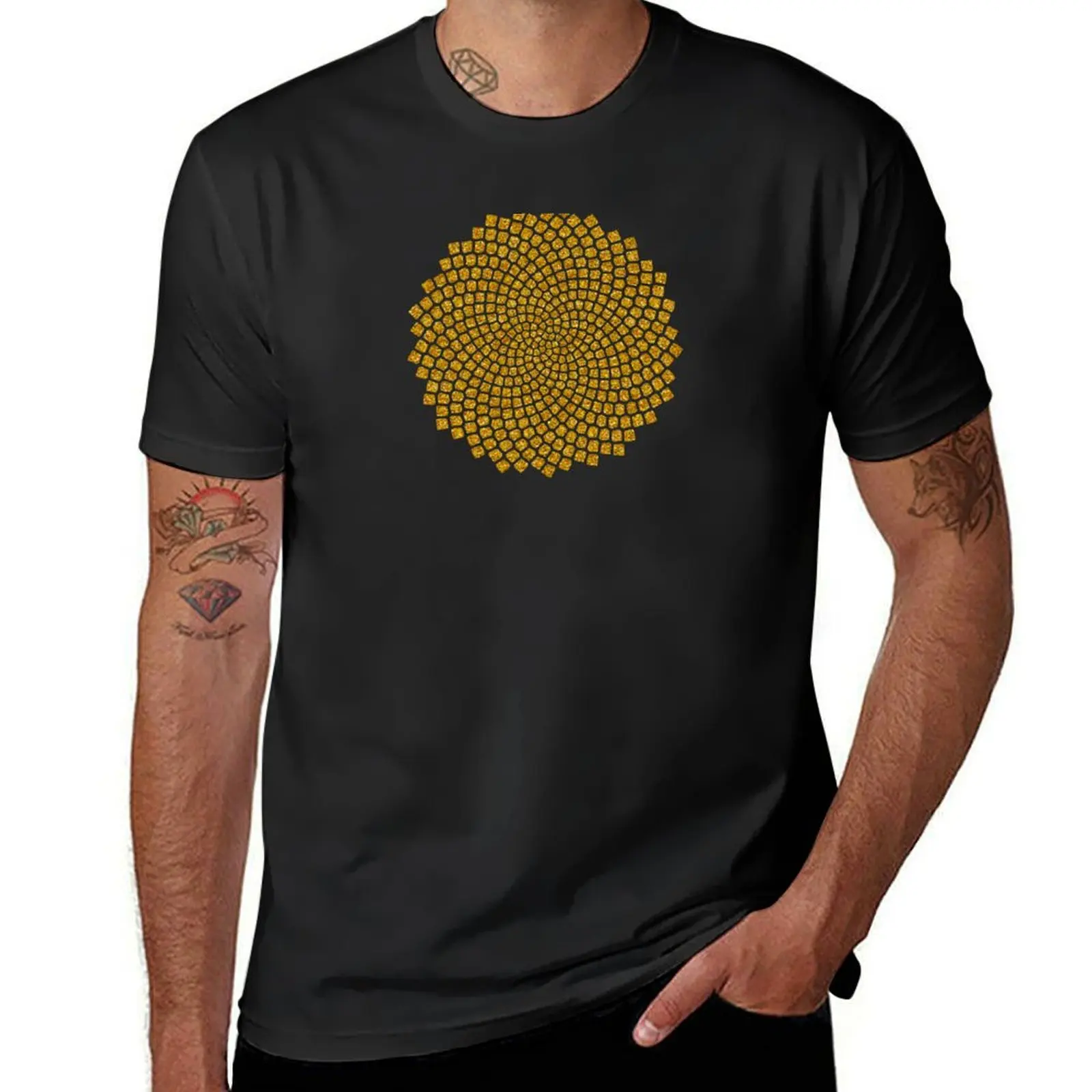 Sunflower, Seed, Fibonacci, Spiral, Golden Ratio, Math, Geometry T-Shirt blacks vintage t shirts for men