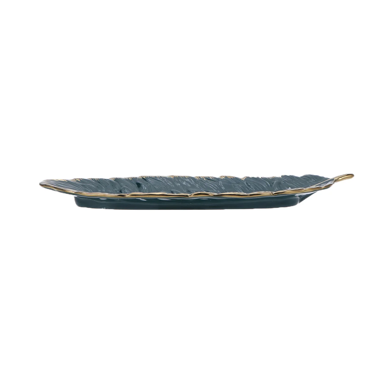 

1Pcs Dark Green Ceramic Serving Tray Leaf Pattern for Personal Party Wedding Celebration Tableware Ceramic Dish