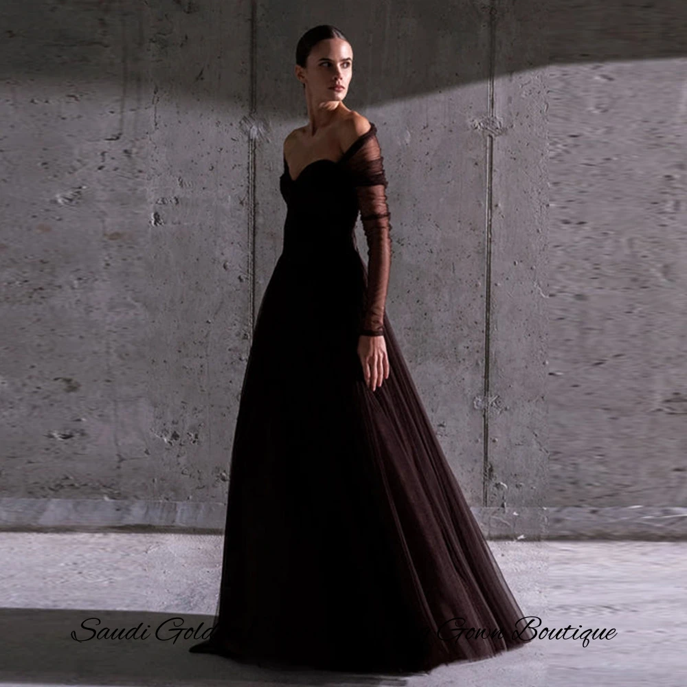 Temperament Sweetheart Long Sleeves Customized Evening Dress Classic A-Line Party Dress High Quality Tulle Homecoming Gowns image 2
