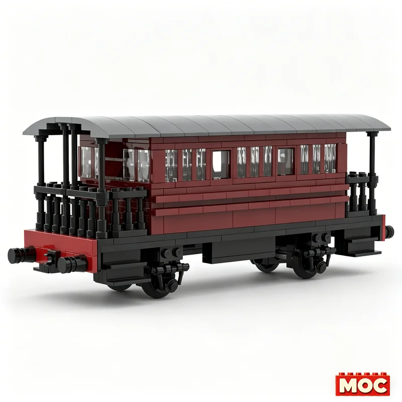 544PCS Henrietta GER Wisbech 4-Wheel Train Coach MOC Model Custom Blocks DIY Assembly Educational Toy Train Scene Display Gift