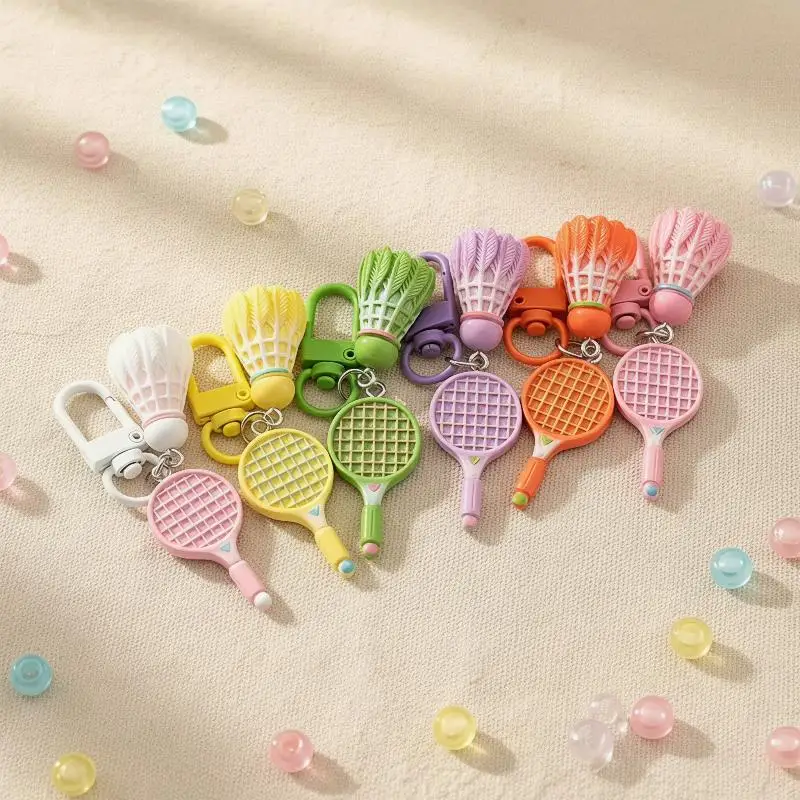 Simulation Badminton Racket Keychain Unique Sporty Style 1Pcs Mini Key Pendant for Badminton Lovers Daily Use