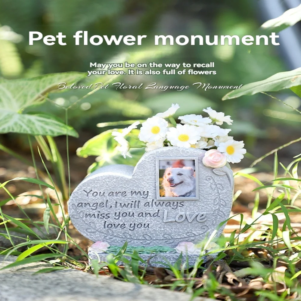 Engraved Sentence Pet Grave Stone Weatherproof Resin Memorial Grave Marker Cats Headstones for Pet Loss Garden Tributes