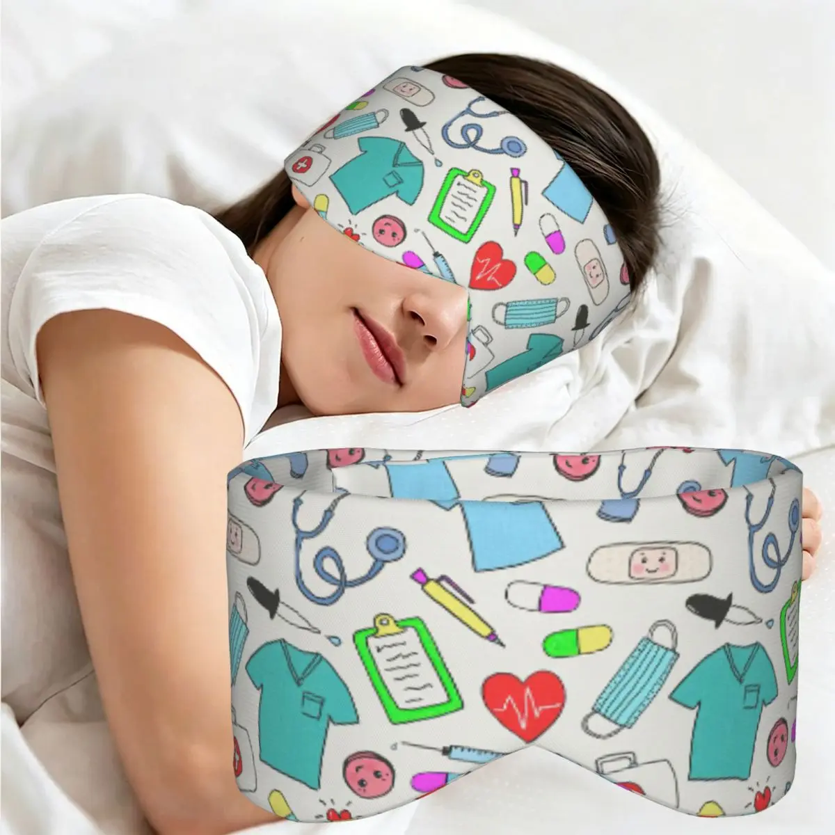 Nurse Colorful Pattern Nursing Pattern Nurse sleep eye mask Portable Eye Cover for Girls Boys Travel Party Eyeshade eyepatch