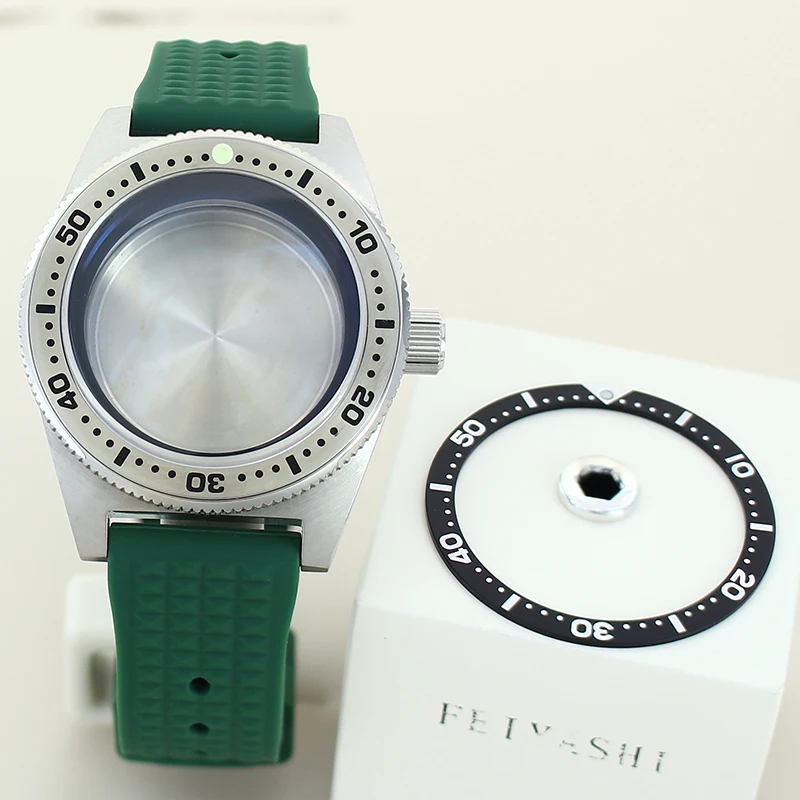 Водонепроницаемый корпус часов 40 мм, зеленый резиновый ремешок для часов, сапфировое стекло для Seiko NH35 NH36 NH34/38, механизм 28,5 мм, циферблат, Лидер продаж