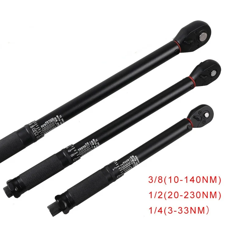 3-230NM Torque Wrench 1/2'' 3/8'' 1/4'' Square Drive Preset Bicycle Torques Key Two-way Ratchet Car Bike Automotive Hand Tools