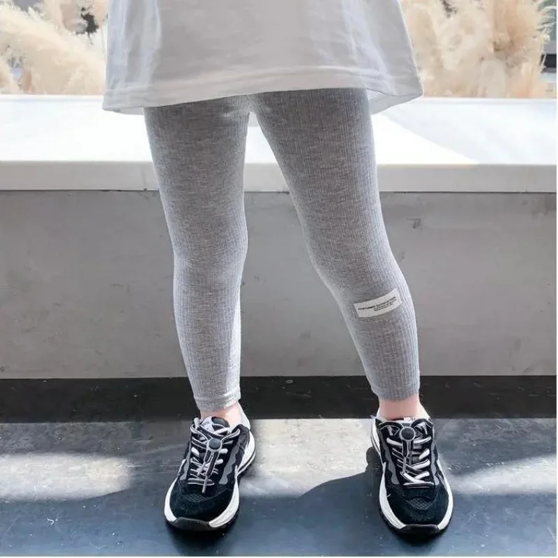 Leggings a coste per bambini autunnali per ragazze pantaloni collant sottili solidi 1 + y abbigliamento per bambini piccoli pantaloni sportivi