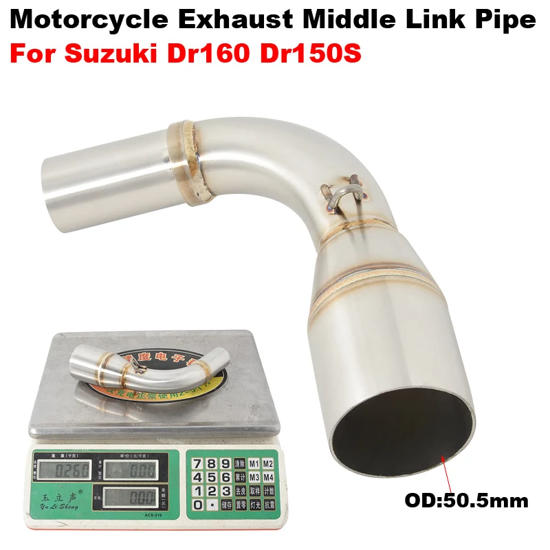 Slip On For SUZUKI DR160 DR150S DR 160 150S Motorcycle Exhaust Escape Modified 51mm Interface Stainless Steel Middle Link Pipe