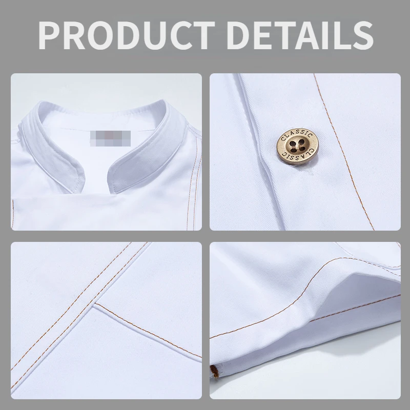 Kitchen Chef uniform apron Restaurant short sleeve Chef shorts Jacket Men grey Breathable Summer Chef coat black work clothes