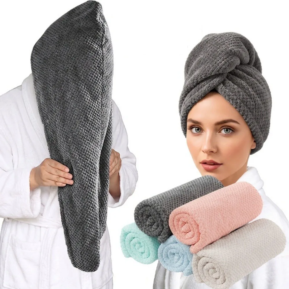 Microfiber Hair Towel Wrap For Women,Hair Drying Towel with Button, Hair Towel Turban,Quick Dry,Anti-frizz,Absorbent Head Towel