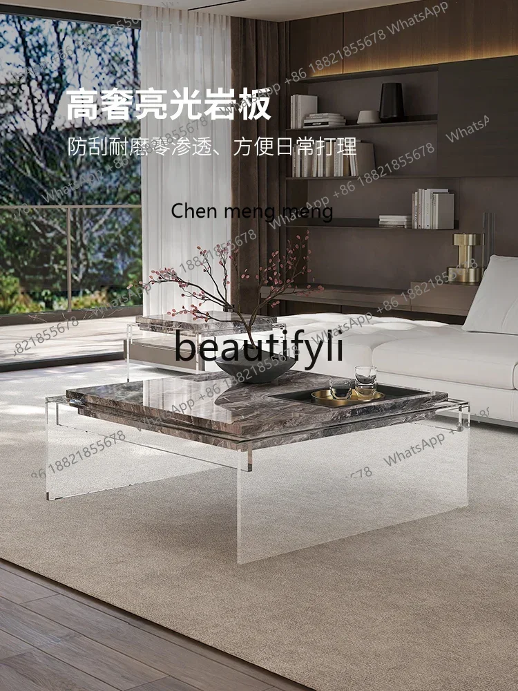 

GG Coffee Table Light Luxury High-End Acrylic Creative Modern High-End Luxury Stone Combination Coffee Table
