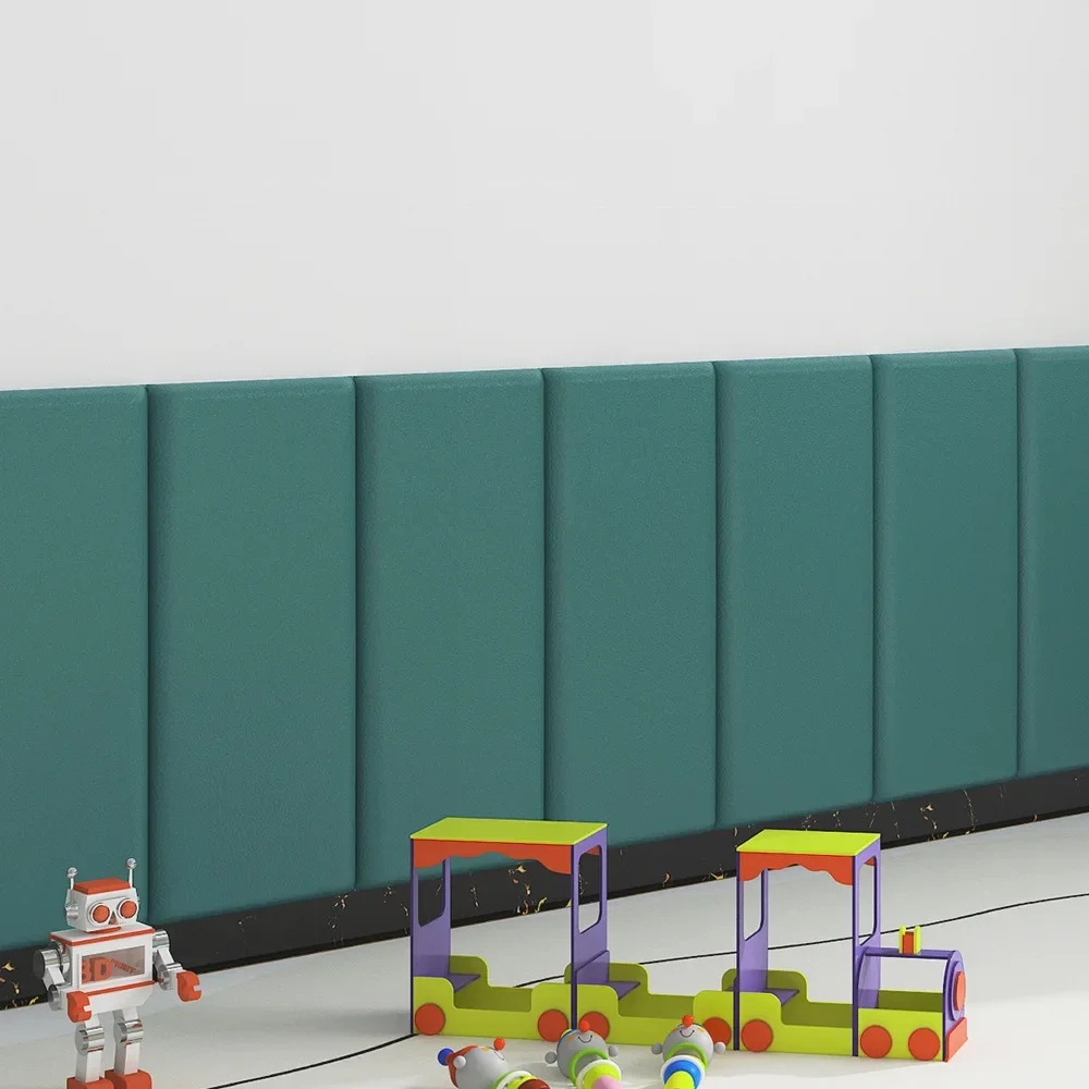 5PCS 3D Soft Wall Panel Safe Anti-Collision Wall Pad Self Adhesive Leather Rectangular Peel and Stick Headboard for Kids Bedroom