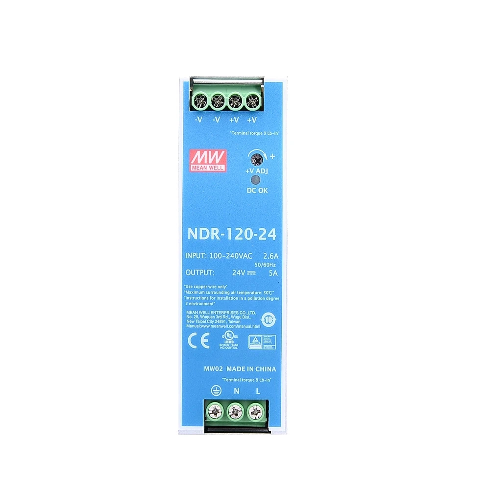 Imagem -03 - Mean Well Industrial Din Rail Montado 120w Slim Saída Única Switching Power Supply 12v 24v Ndr120-12 Ndr-12024 Ndr-12048