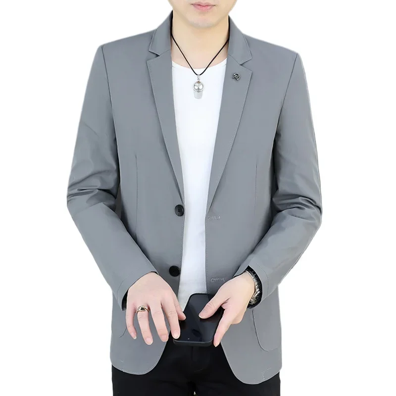 

Модный мужской солнцезащитный пиджак, летний модный однотонный бестселлер, деловая повседневная одинарная куртка, удобная куртка