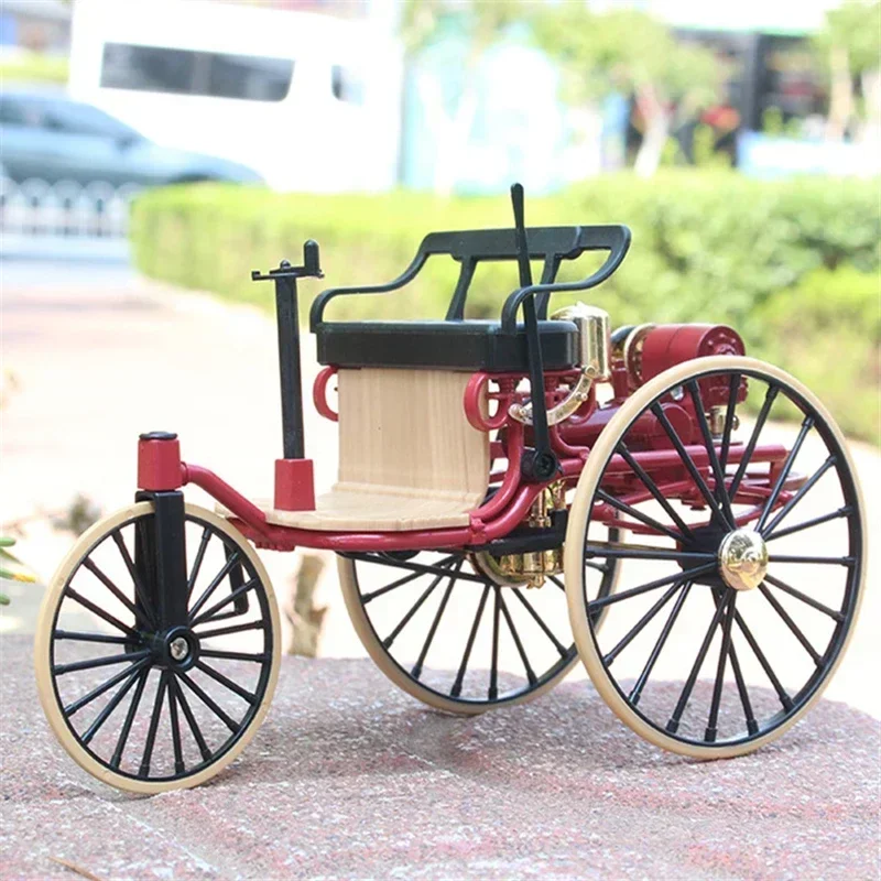 Modèle de tricycle de voiture classique en alliage de moteur de brevet de Benz, jouet en métal moulé sous pression, vieux modèle de voiture rétro, collection de simulation pour enfants, 1:12, 1886