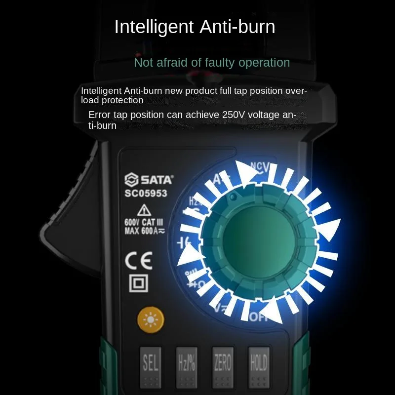 Youpin SATA Intelligent Backlight Digital Display Clamp Meter High Precision Multi-Meter 600A AC/DC Clamp Ammeters Ohm Tools