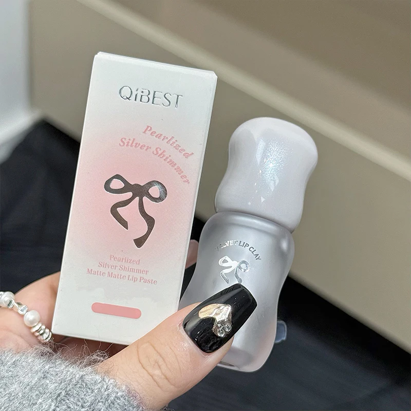 QIBEST Nude Lipstick Matowa Kremowa Konsystencja Lakier do Ust Niebrudzący Kubka Błotny Efekt Wodoodporna Płynna Pomadka Długotrwałe Kosmetyki Tint do Ust