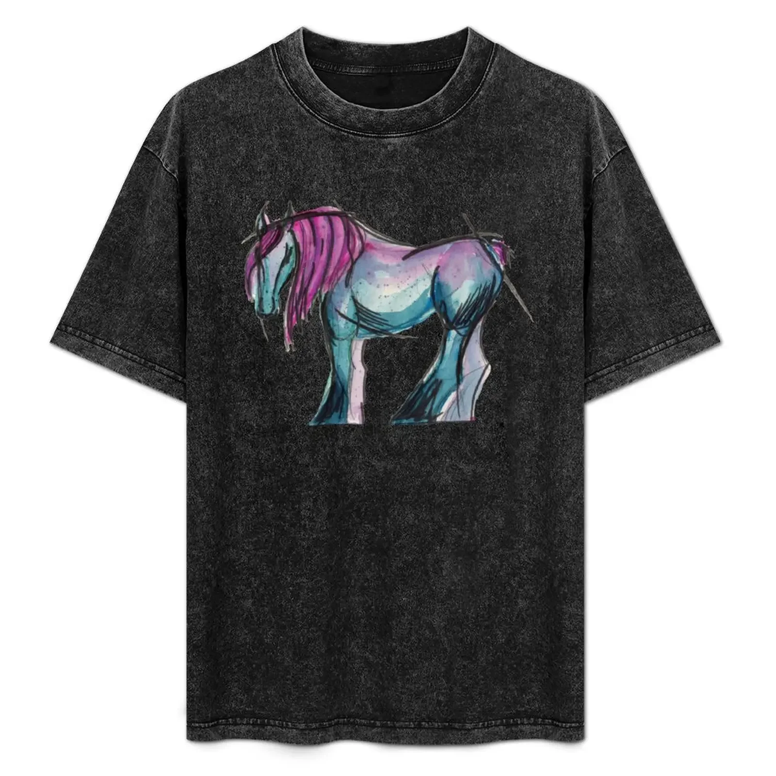 Camiseta con dibujo de acuarela negrita de caballo de tiro belga, camiseta de gran tamaño para hombre, camiseta de manga corta, camisetas de gran tamaño para hombres