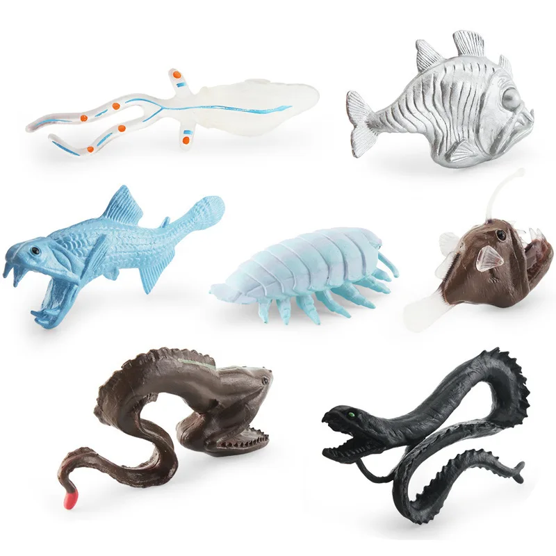 Simulation Deep Sea Creature Models Realistic Sea Broad Throat Fish Big Eye Squid Children Cognitive Toys Decorative Ornaments