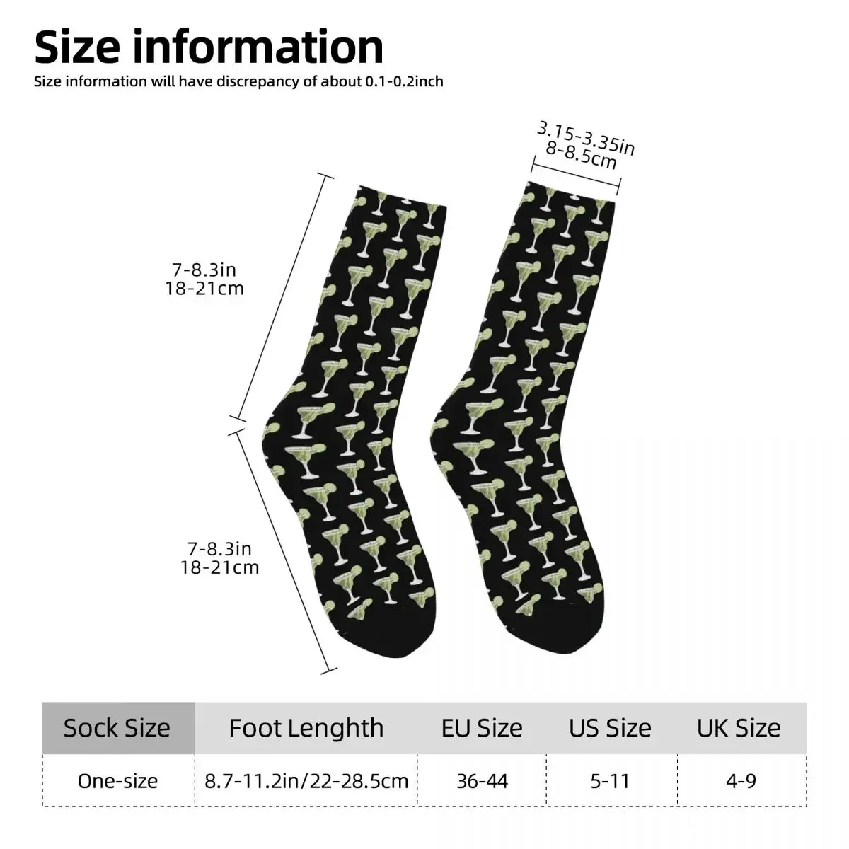 Margarita Print Socks Harajuku High Quality Stockings All Season Long Socks Accessories for Man's Woman's Birthday Present