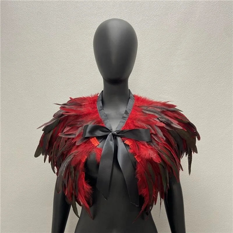 Neck Scarves Woman Scarf Women Gothic Style Shawls Turkey Dress Cape Halloween Fur Shawl Feather Wedding Party Shawl Cosplay