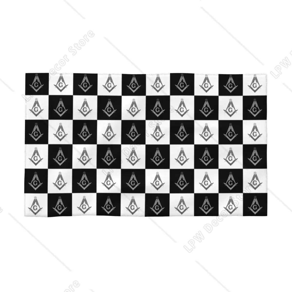Masonic Freemason Checkered Pattern Towel Quick Dry Black and White Plaid Super Soft Cotton Pool Towels