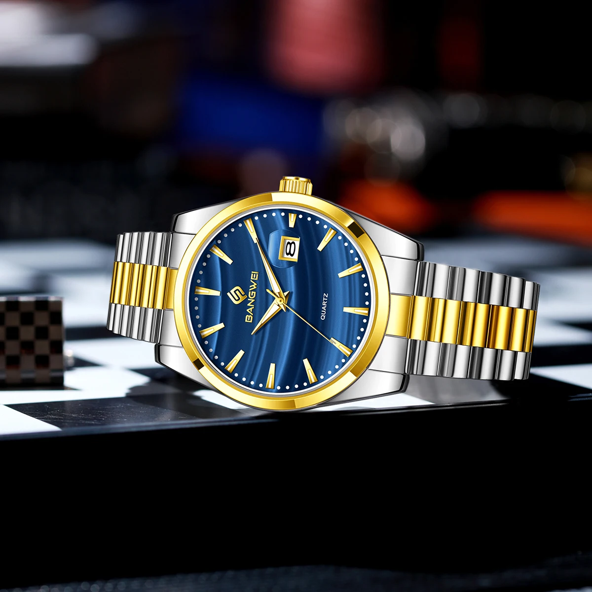 BANGWEI Classic Luxury Men's Quartz Watches Stainless Steel Date Man Watch Waterproof Luminous Fashion Business Male Wristwatch