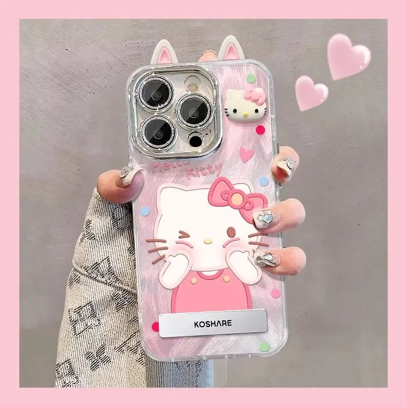 

Sweet Hello Kitty Phone Shell Kawaii Sanrio Anime Iphone13Promax Cartoon Cute 15Plus 12 Mobile Phone Case Tide Gift for Kids