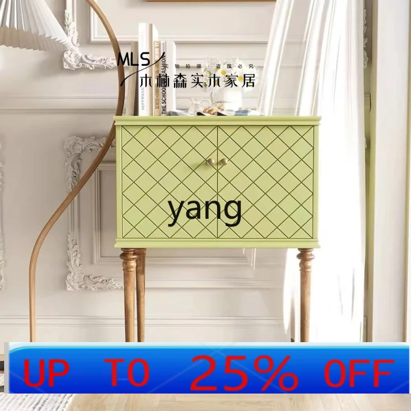 

LHH retro dining side cabinet Internet celebrity locker premium sense solid wood against the wall living room storage