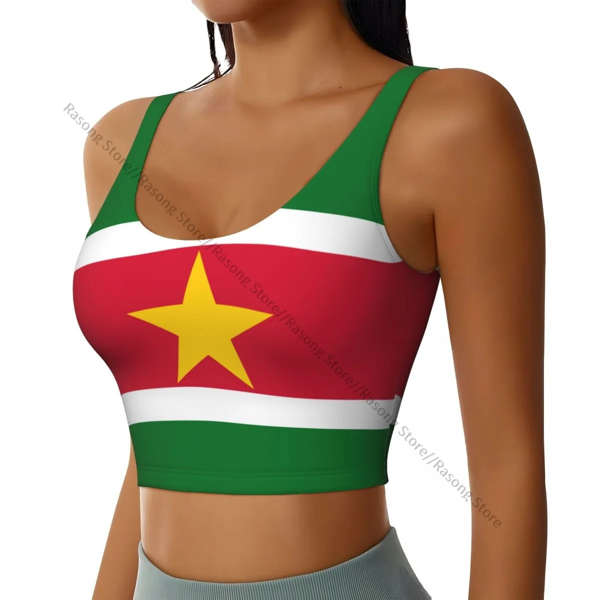 Yoga Vest Women Gym Sports Crop Tops Flag Of Suriname Streetwear Workout Breathable Tank Top Female
