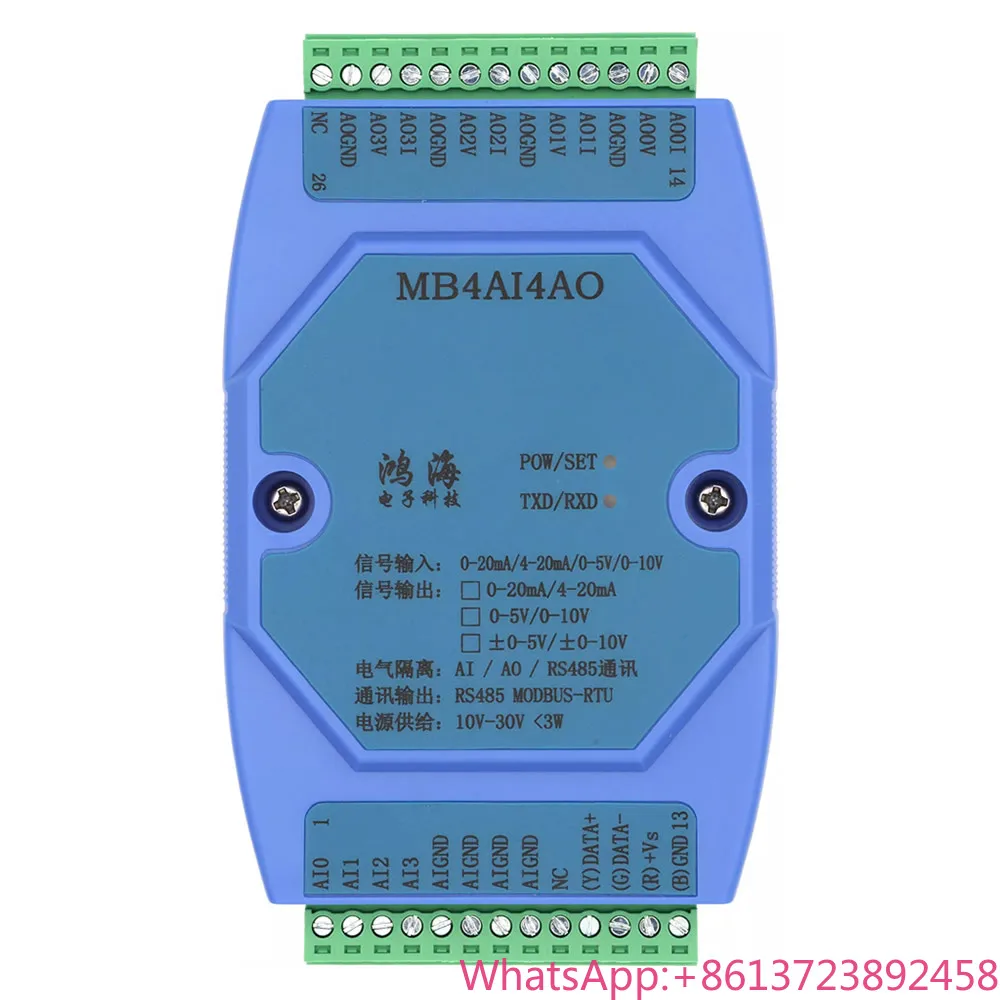 

MB4AI4AO 0-20MA/4-20MA/0-5V/0-10V 4-channel Analog Input And Analog Output Acquisition Module MODBUS RS485