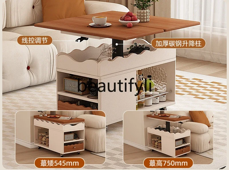 Mobile coffee table trolley foldable lift living room sofa side few multi-function