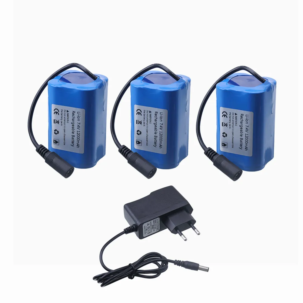 7.4V 12000mAh Batterij met USB Lader Voor T188 T888 2011-5 V007 C18 H18 Afstandsbediening RC visaas Boot Reserve Batterij Onderdelen