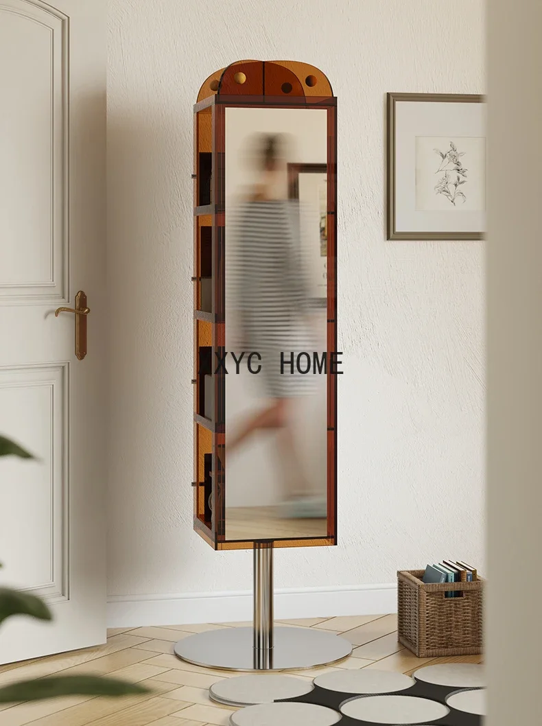 

Зеркало поворотное в пол, полная длина, зеркальный шкаф для хранения магазинов, книжный шкафчик, современный минималистичный