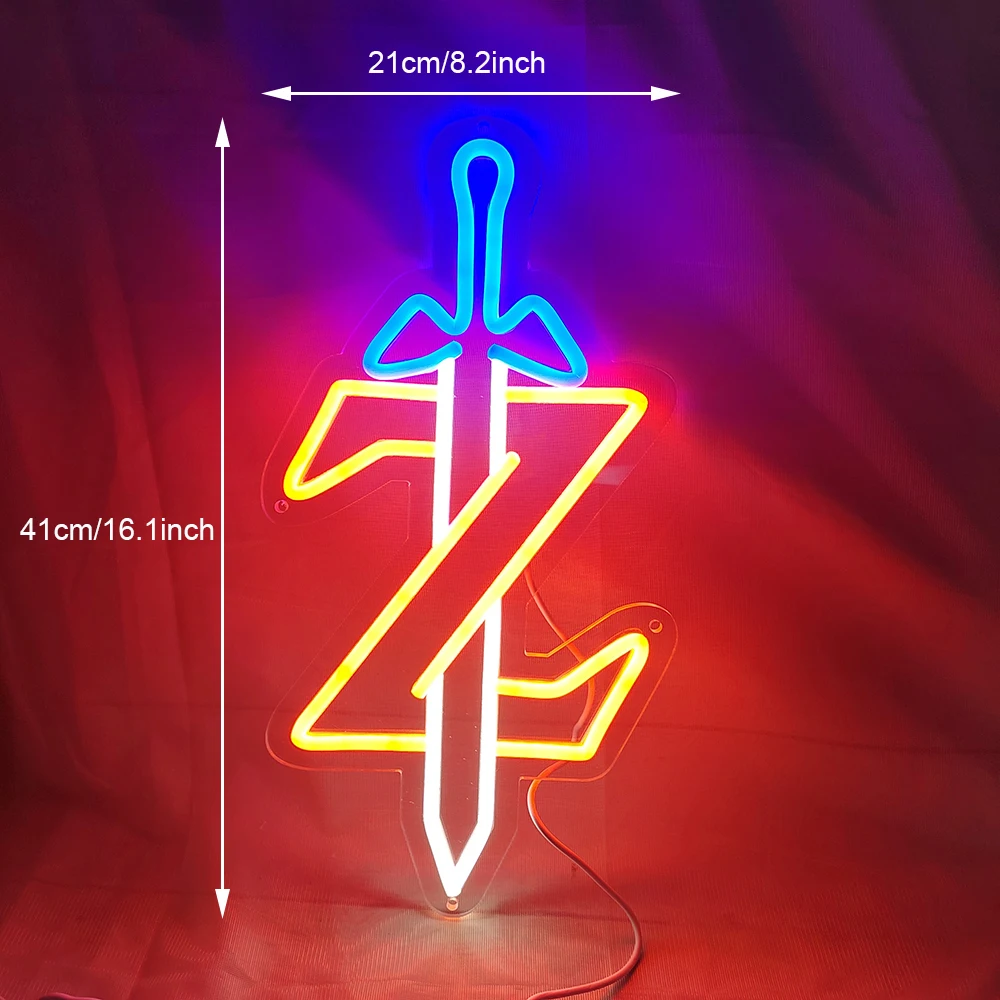 Zelda Neon Sign Gamer led Neon Light Good Vibes Wall Decor Gaming Room Decoration Gamezone lamp Sword Z LED Sign Night Light USB