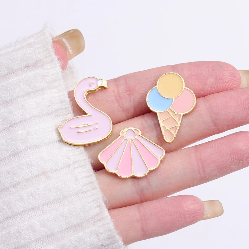 Beach Sandals Ice Cream Enamel Pins Funny Coconut Tree Summer Brooches Lapel Pins Decoative Jewelry Accessories for Clothes Hat