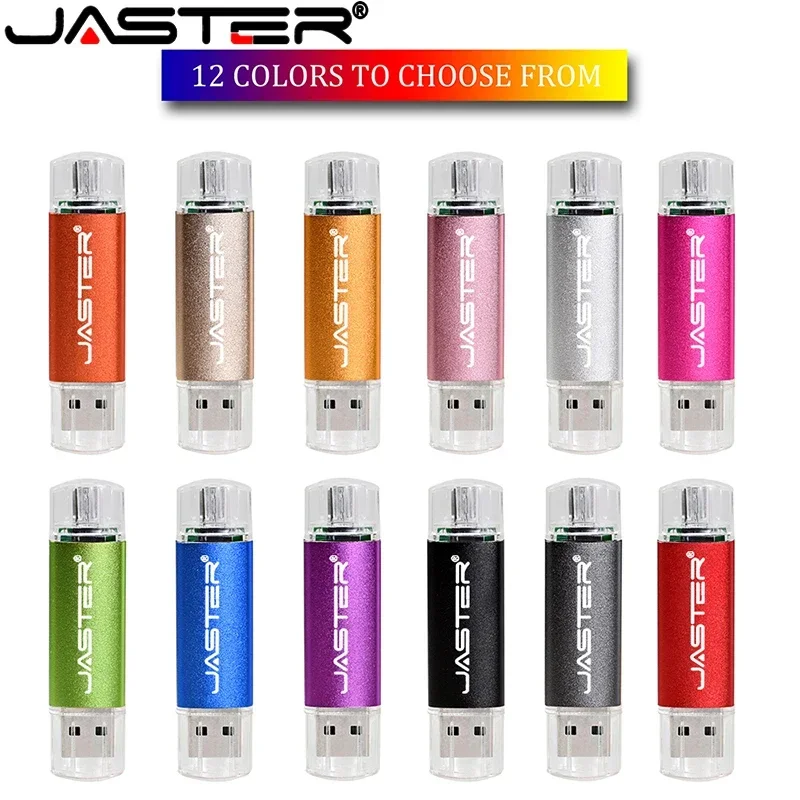 JASTER Free TYPE-C adattatori USB 2.0 Flash Drive 128GB Pen Drive in metallo 64GB all'ingrosso 2 ni1 Memory Stick 32GB capacità reale U disk