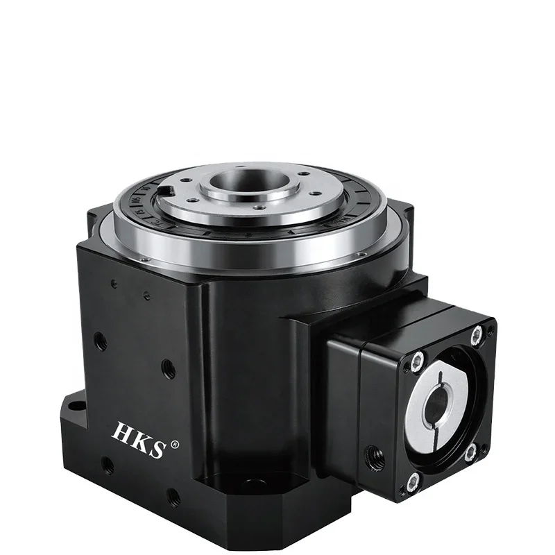 The right-angle hollow rotary platform reducer can be equipped with a stepper servo motor