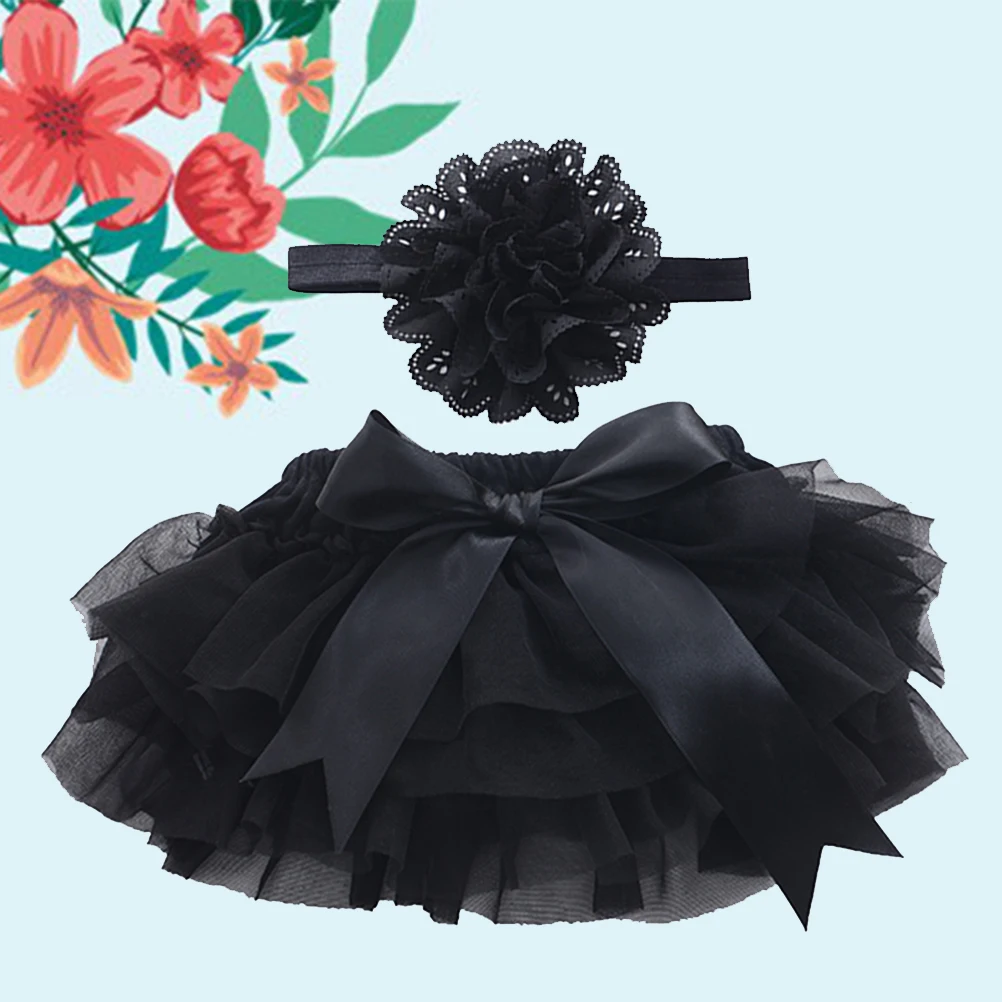 

1Pcs Girls Tutu Skirt Black Size L Satin Waistband Baby Clothes Accessory Soft Tulle Layers Newborn Birthday Photography Prop