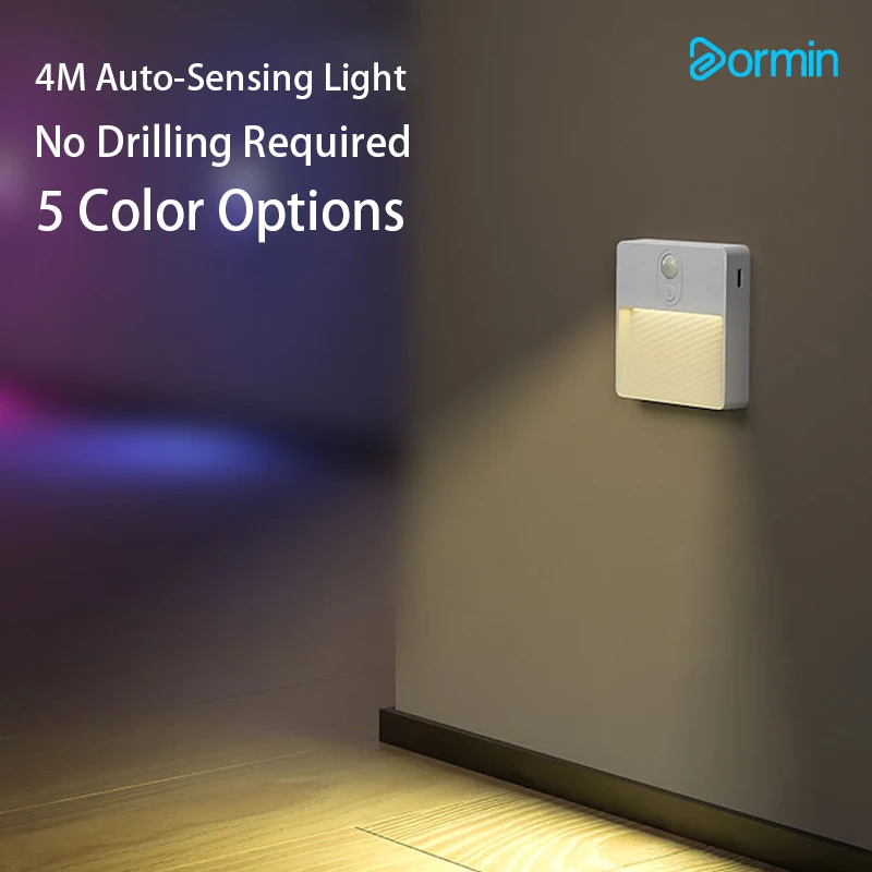 

Dormin Smart 4m Motion Sensor Light, Auto On/Off, No Drill Installation, 5 Color Options, Indoor/Outdoor LED Night Light
